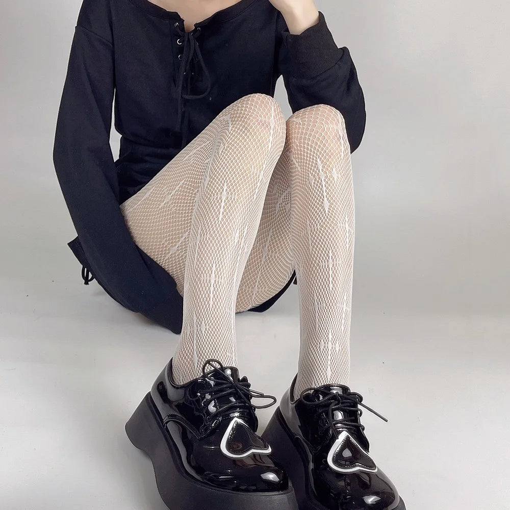 Pantyhose Bow Knot Fishnet Stockings Women Spicy Girl Black White Sexy Thin Ins Tide Lace Tights