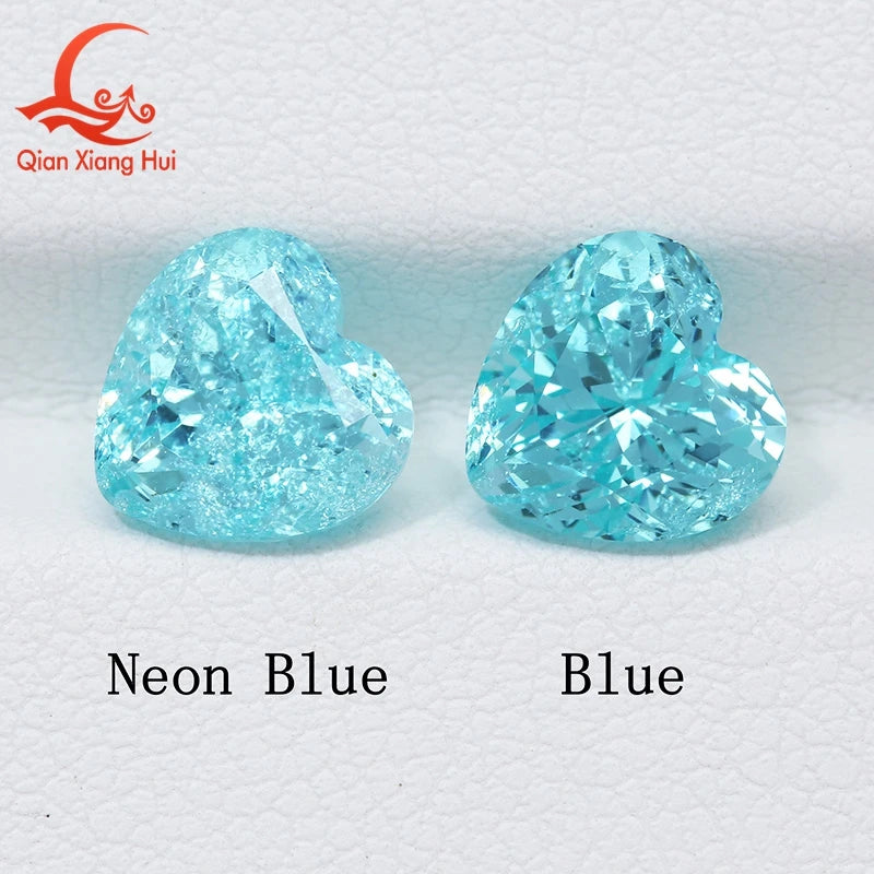 Heart Shape Neon Blue Color Paraiba Lab Grown Yttrium Aluminum Garnet With Inclusions Like Seawater Gem Stone Jewelry YAG
