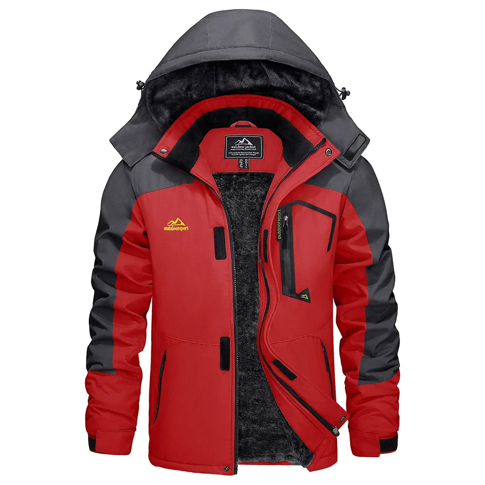 KEFITEVD Men's Winter Ski Jacket Waterproof Warm Thick Fleece Hiking Jackets Raincoats Snow Jacket Coats Windbreaker Man Parka