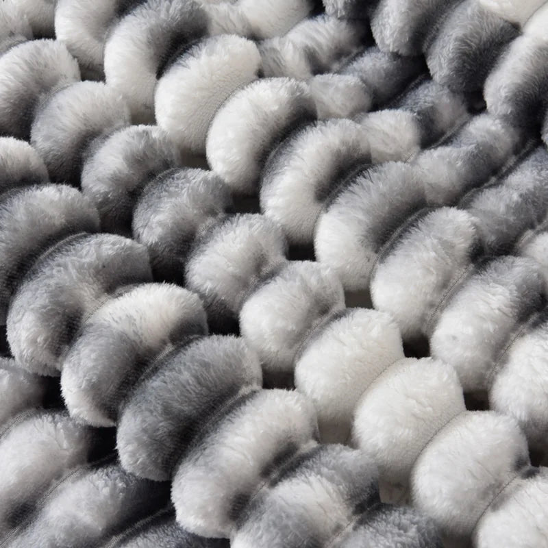 Wide Stripe Imitation Rabbit Plush Blanket Autumn Winter Warm Double Bed Blankets Fluffy Soft Tie-Dye Flannel Sofa Throw Blanket