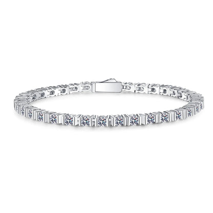 Silver bracelet with diamonds on a white background