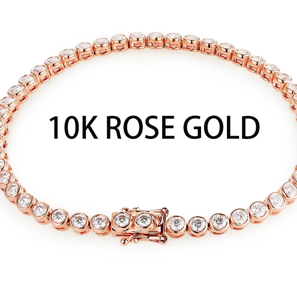 Vexaroa Bezel Set D VVS1 Moissanite Tennis Bracelet | Gold