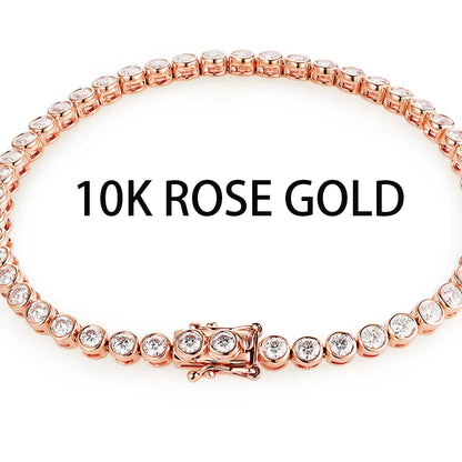 Vexaroa Bezel Set D VVS1 Moissanite Tennis Bracelet | Gold