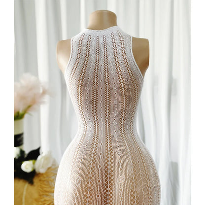 Vexaroa Women's Fishnet Bodycon Cover-Up Swimwear Dress