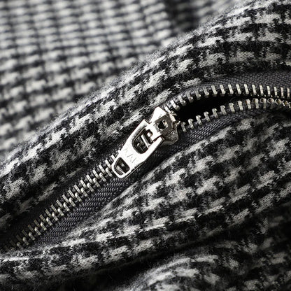 Men's Gray Plaid Woollen Trousers, Slim Straight Fit, Fall | Vexaroa