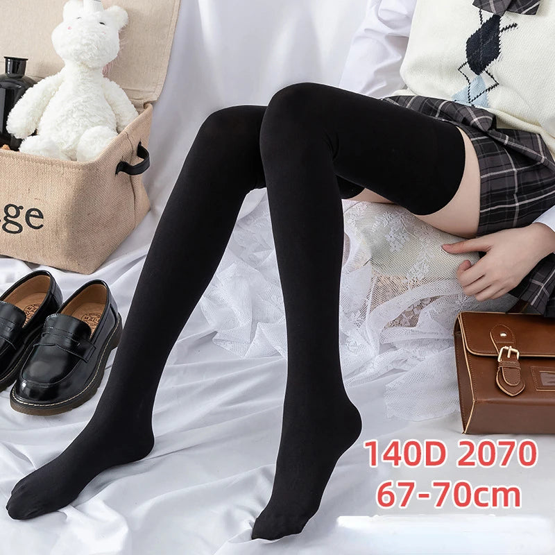 Vexaroa White Velvet Over Knee Socks Anti-Slip Thigh High