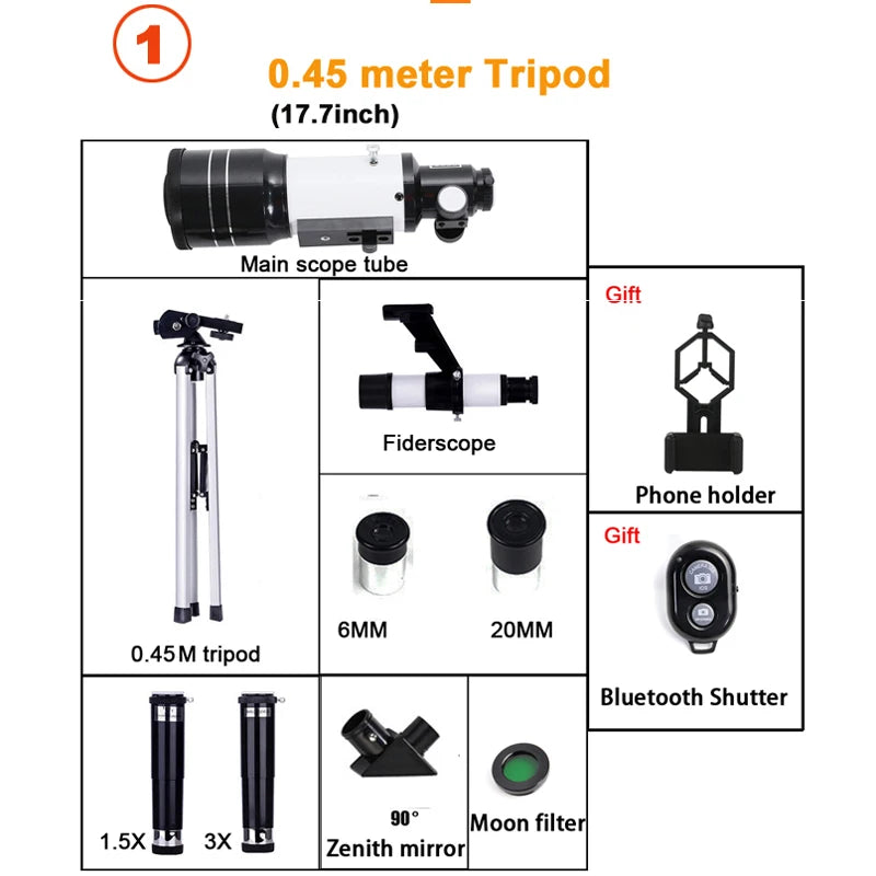 Vexaroa F30070 Astronomical Telescope with Tripod