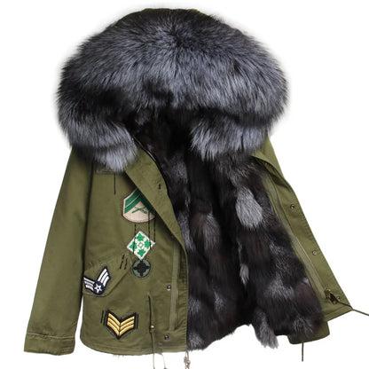 Winter Jackets For Women's Jacket Natural Real Fur Coat Fox Fur Collar Inner Fur Parkas Female Cold Coat