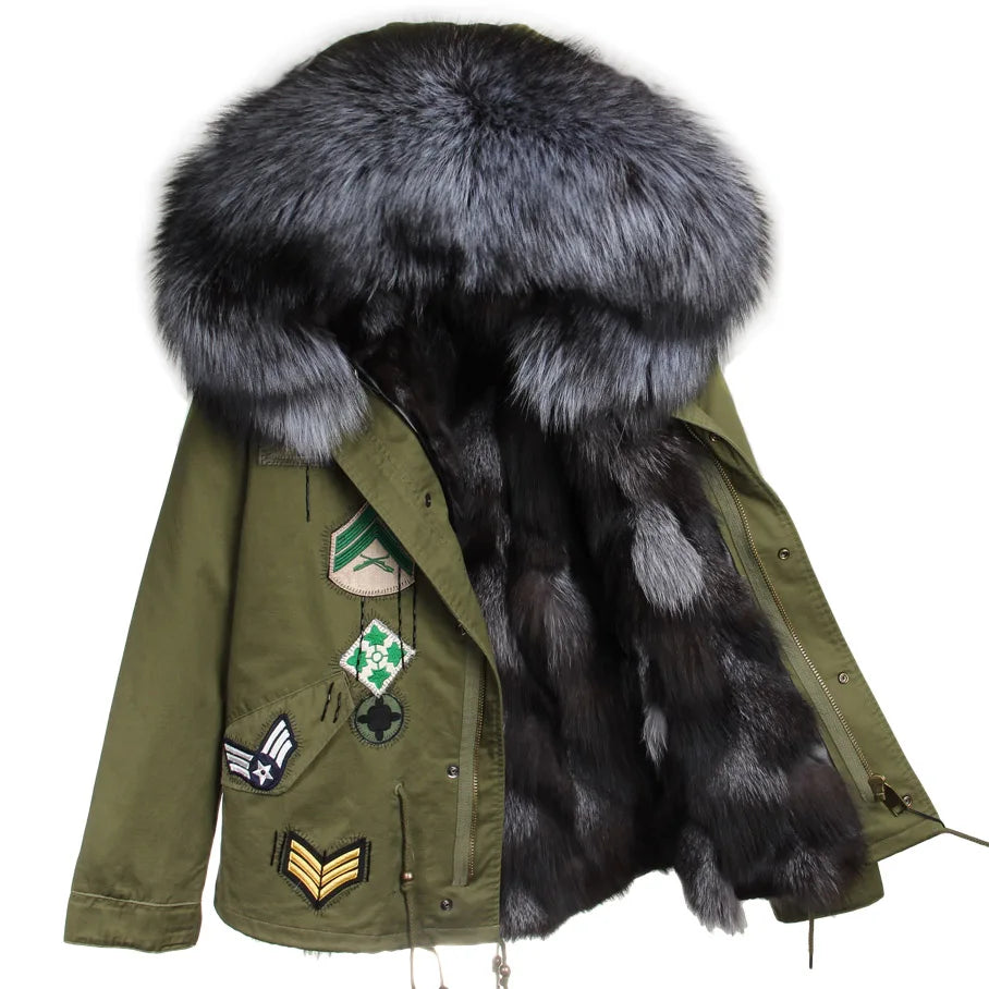 Winter Jackets For Women's Jacket Natural Real Fur Coat Fox Fur Collar Inner Fur Parkas Female Cold Coat