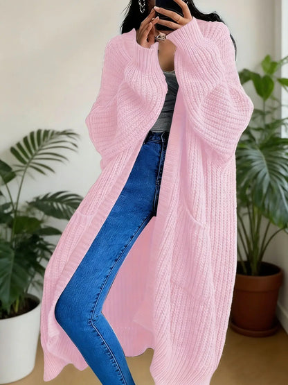 2026 Autumn Winter New Style Knitted Cardigan Women Casual Loose Fit Long Sleeve Chunky Sweater Coat Elegant Outwear for Daily W