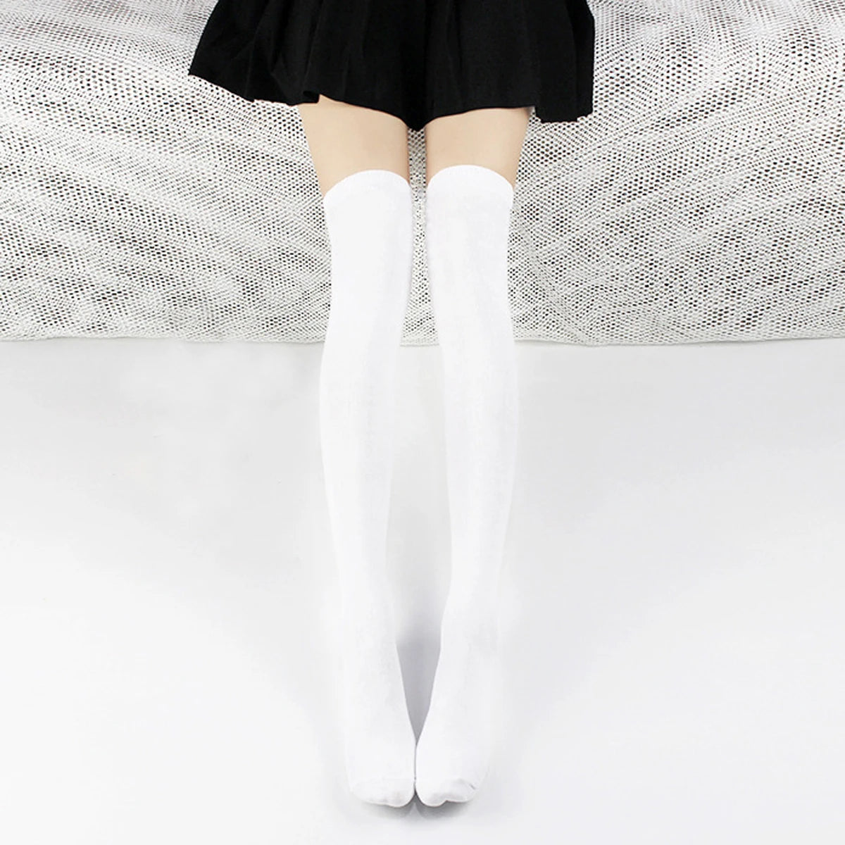 Stocking Over Knee Socks Fashion Women Keep Warm Slim Long Socks Black White Striped Hosiery