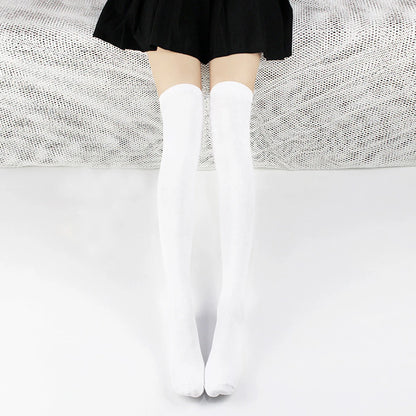 Stocking Over Knee Socks Fashion Women Keep Warm Slim Long Socks Black White Striped Hosiery