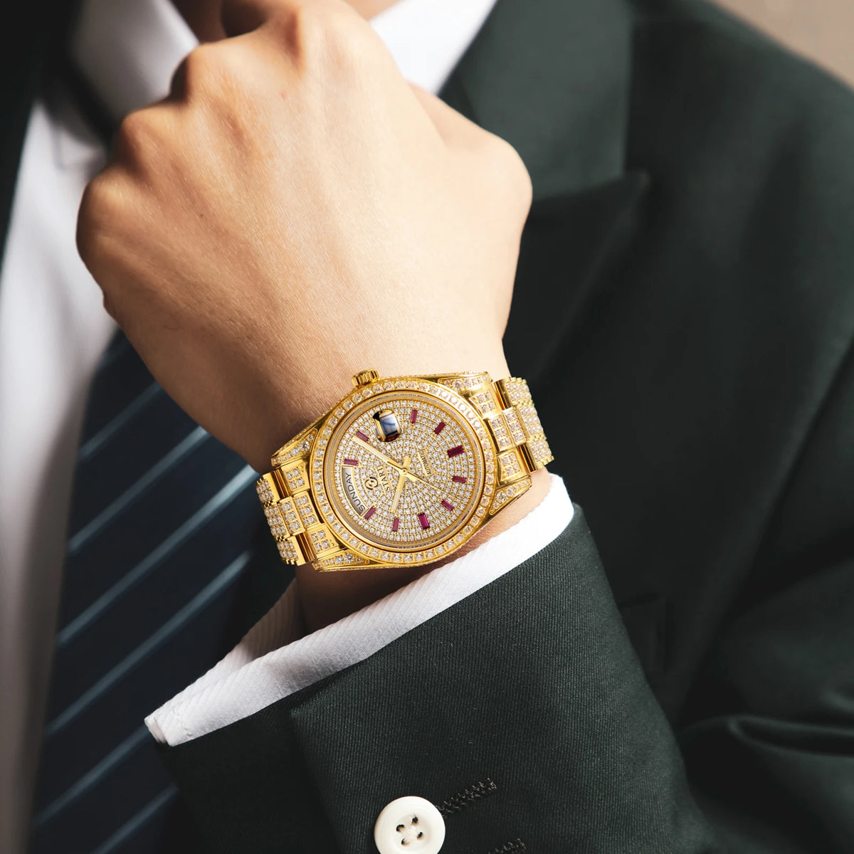 Vexaroa Men's Swiss Automatic Diamond Watch | Date & Week