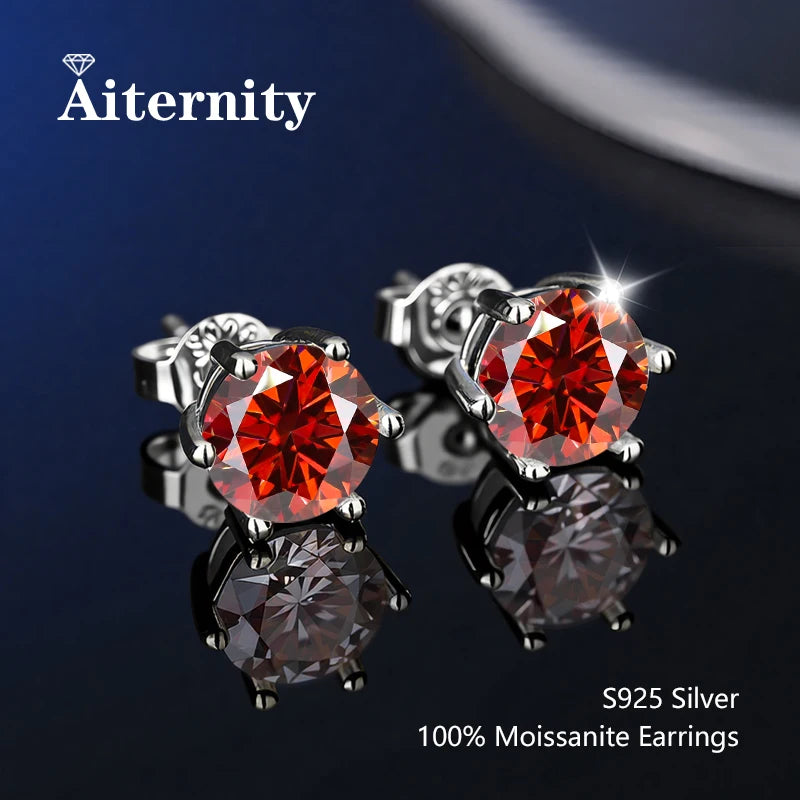 100% Real Sterling Silver S925 Moissanite Earrings Stud With 2 Certificate D VVS1 Pass Diamond Testing Pen For Women Men Jewelry