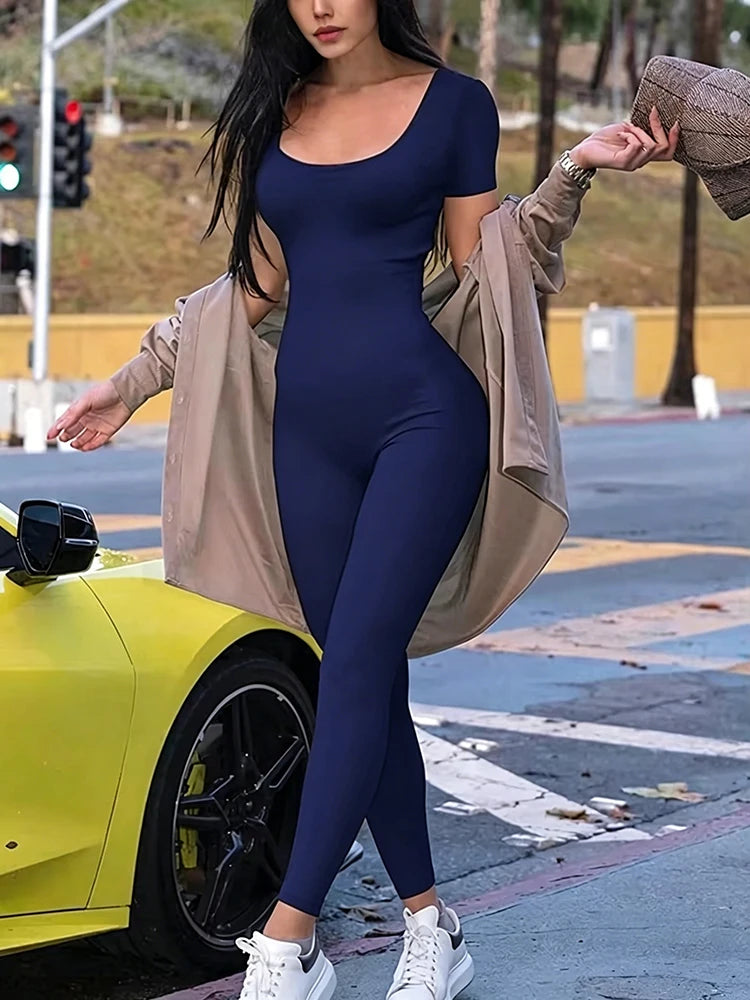 Vexaroa Bodycon Jumpsuit Romper – Short Sleeve