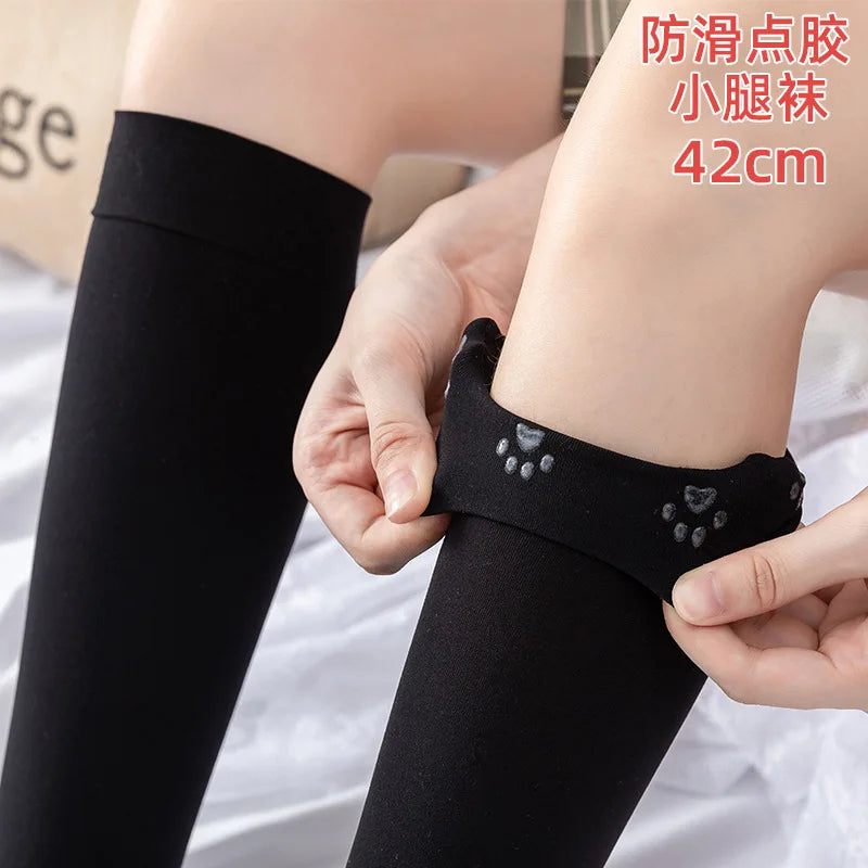 Vexaroa White Velvet Over Knee Socks Anti-Slip Thigh High