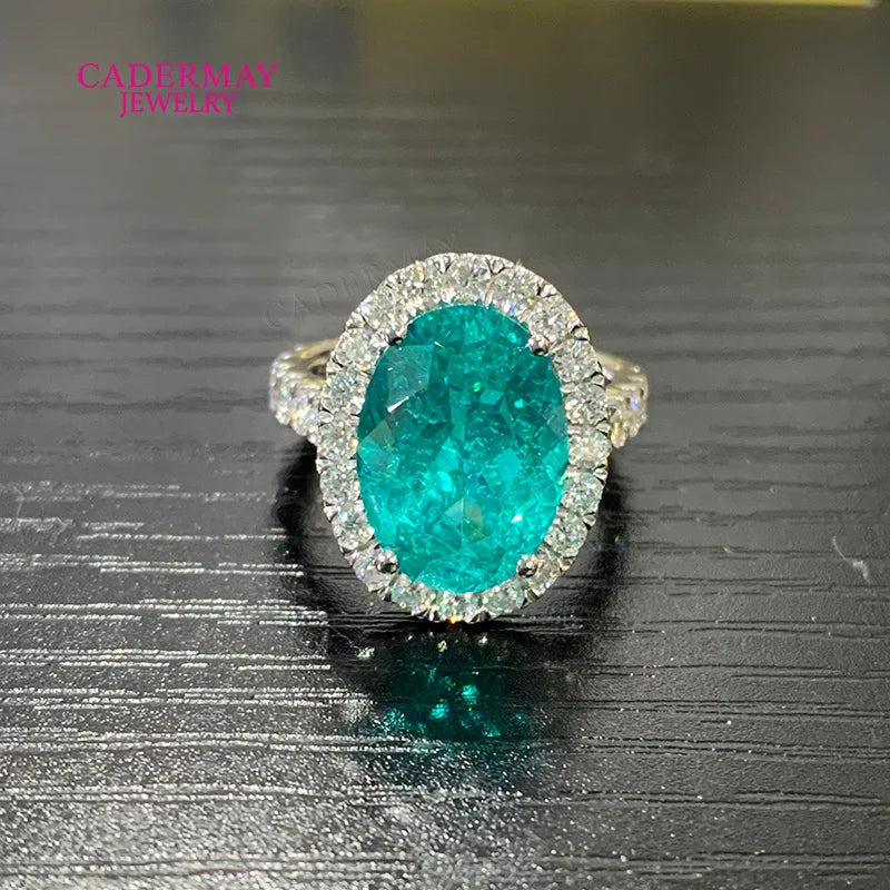 Vexaroa Oval Blue YAG Moissanite Halo Ring