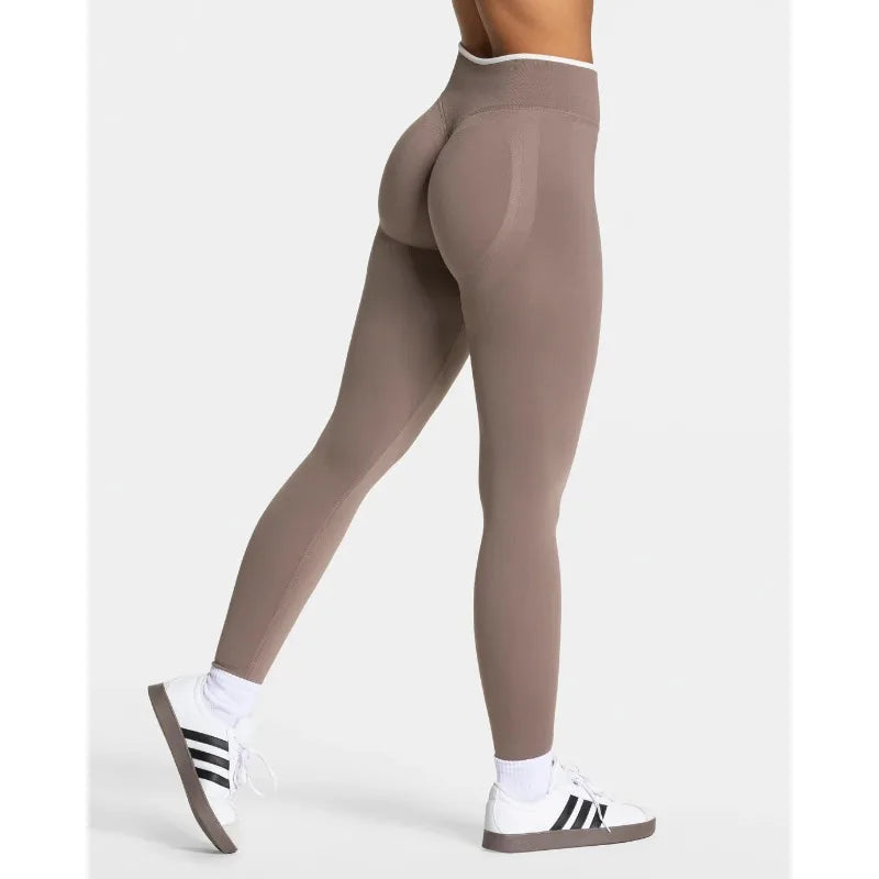 Vexaroa Color Block Seamless High Waist Hip Lift Yoga Leggings
