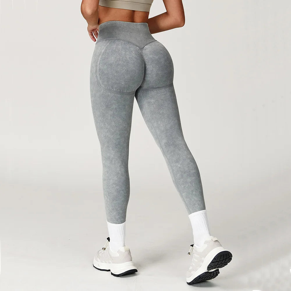 Vexaroa Seamless High Waist Ribbed Yoga Pants Scrunch Bum