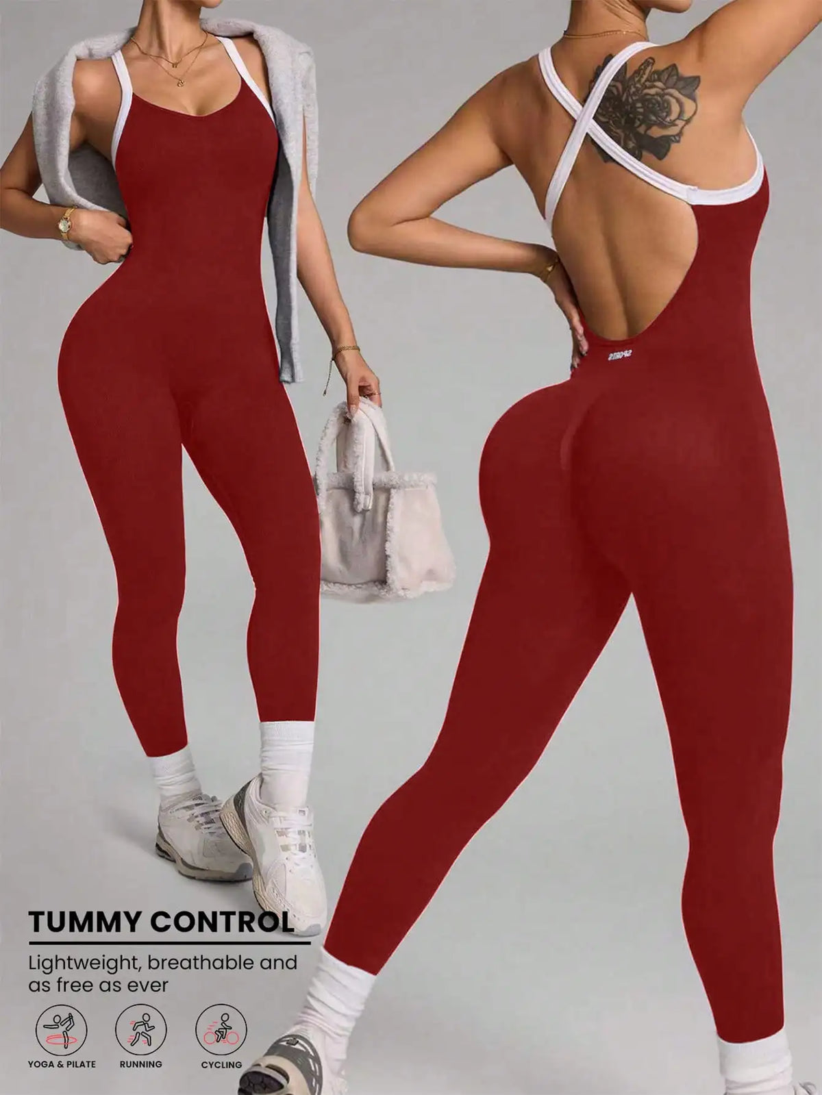 Vexaroa Cross Strap Seamless Yoga Jumpsuit Quick Dry Fitness