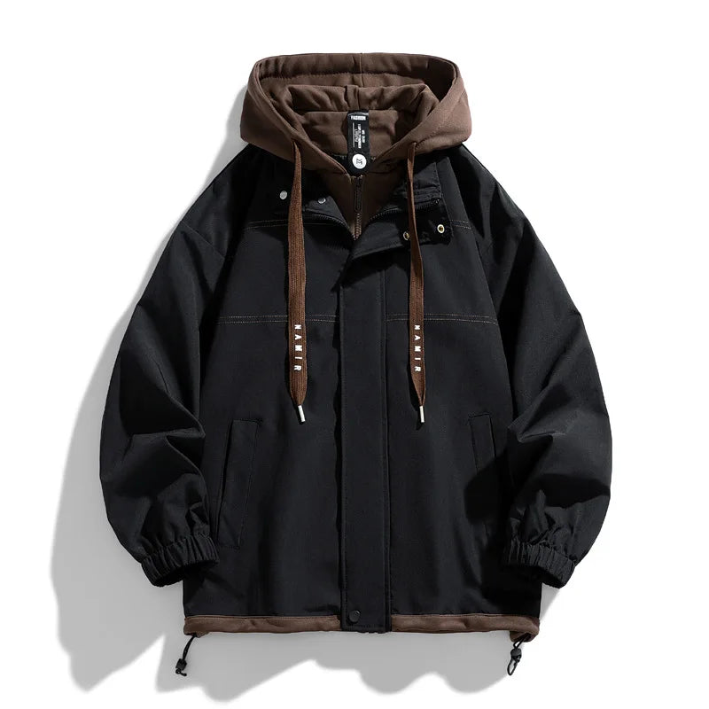 Vexaroa Men's Color-Block Hooded Baseball Jacket
