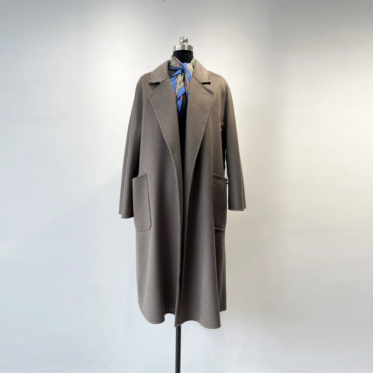 Women's Long Water Ripple Double-Faced Wool Wrap Coat at Vexaroa