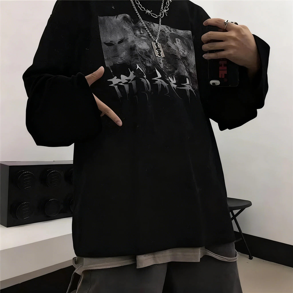 Vexaroa Oversized Anime Streetwear Long-Sleeve Tee