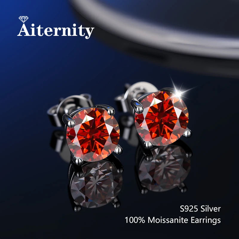 100% Real Sterling Silver S925 Moissanite Earrings Stud With 2 Certificate D VVS1 Pass Diamond Testing Pen For Women Men Jewelry