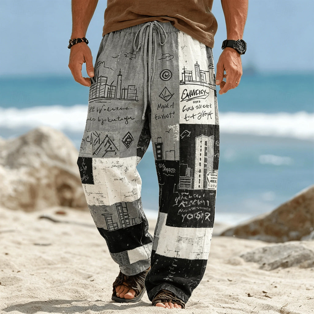 Vexaroa Men's Tribal Patchwork Drawstring Pants — product image 47
