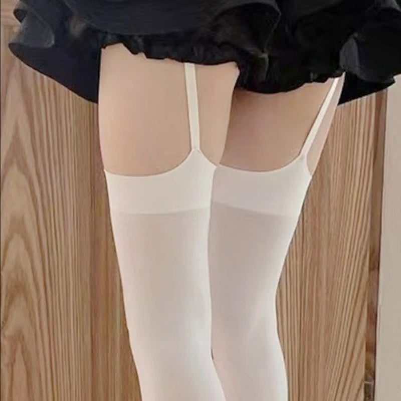 Vexaroa Velvet Lolita Suspender Thigh High Socks Irregular