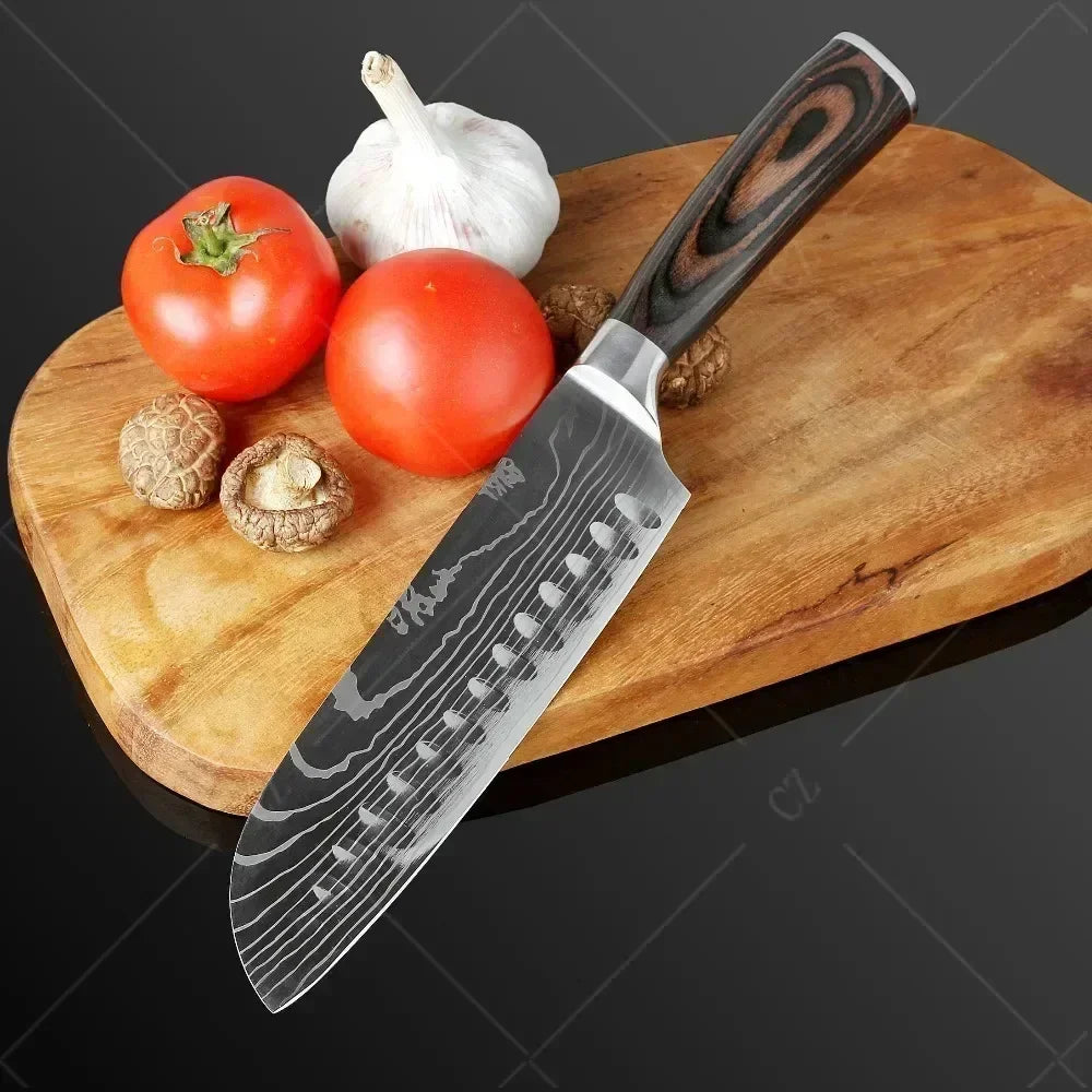 Vexaroa Damascus-Style Chef Knife Set product photo, view 5