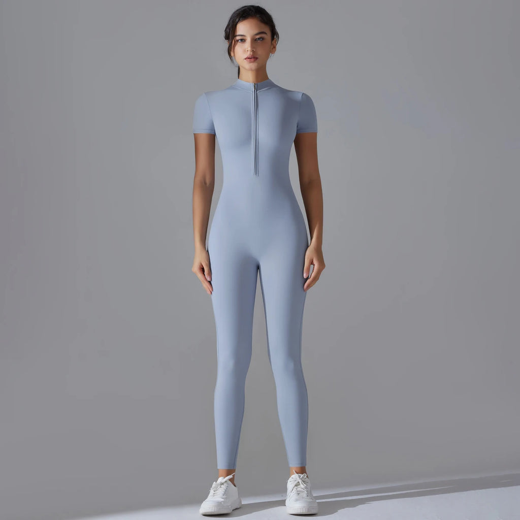 Vexaroa Women's Zipper Yoga Jumpsuit | Quick-Dry Fitness Suit
