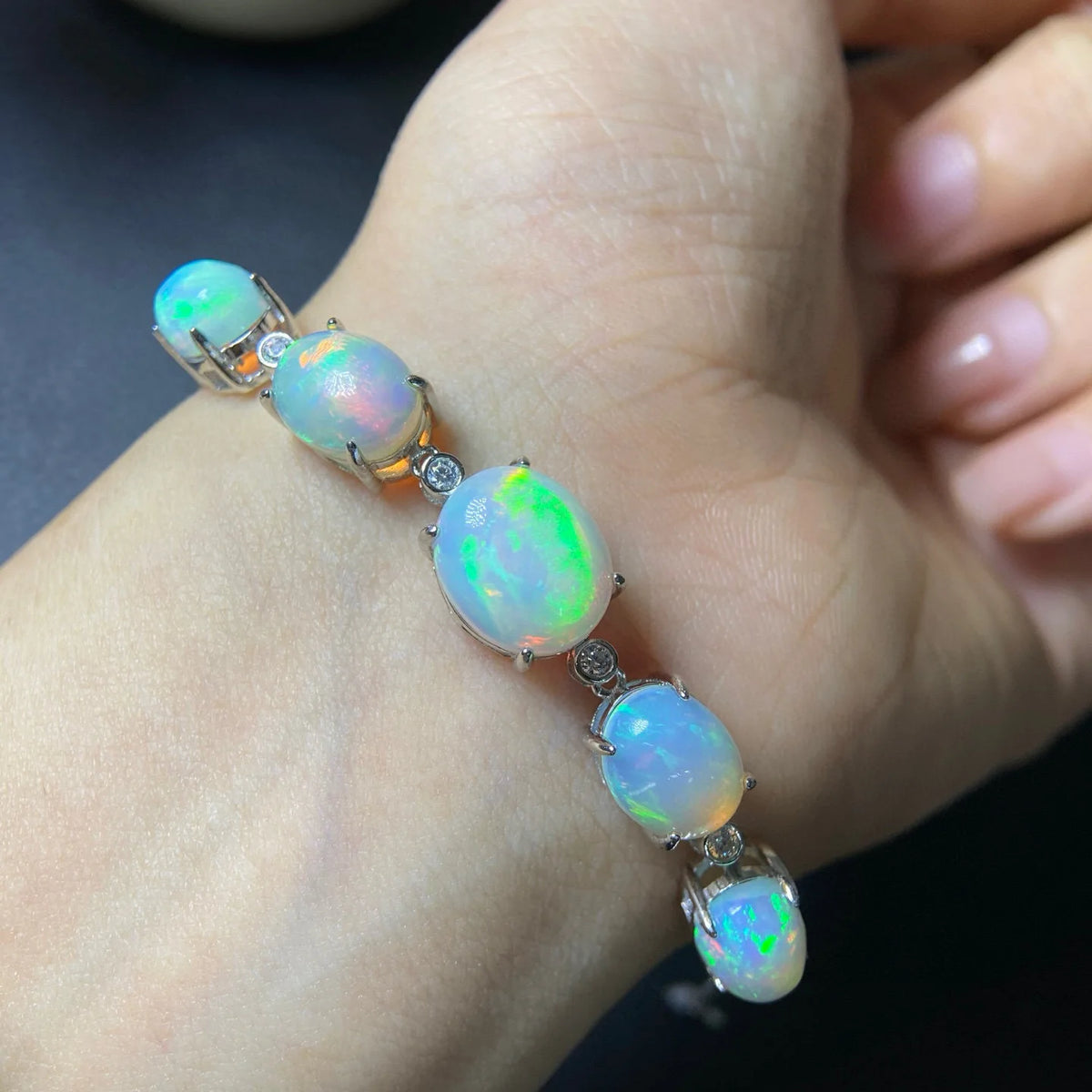 S925 Opal Bracelet Luxury Gemstone Jewelry | Vexaroa