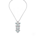 Vexaroa 14K Gold Lab Diamond Round & Emerald Brooch Necklace