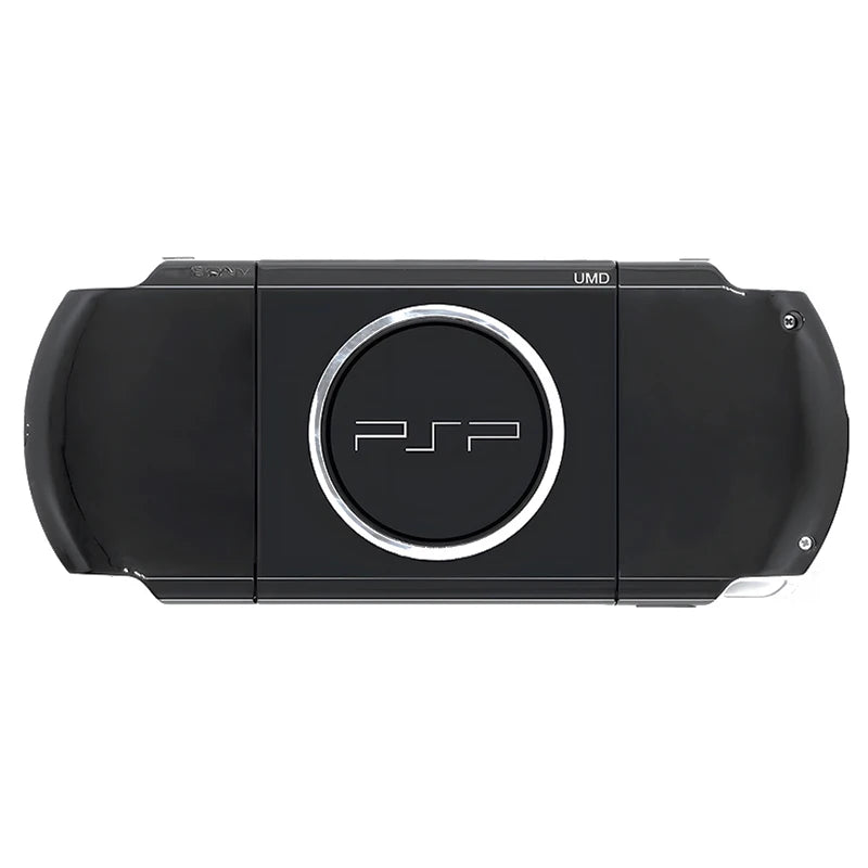 Black PSP gaming console on a white background