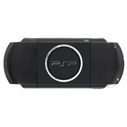 Black PSP gaming console on a white background