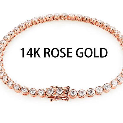 Vexaroa Bezel Set D VVS1 Moissanite Tennis Bracelet | Gold