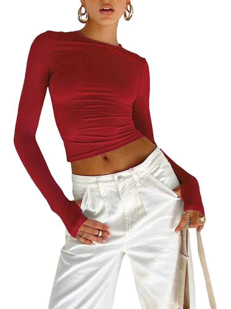 Vexaroa Womens Slim Long Sleeve Crop Top product photo, view 22
