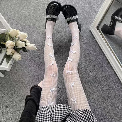 White Stocking Hot Tights Classic Hollowed Out Lace Mesh Stockings Bottomed Pantyhose
