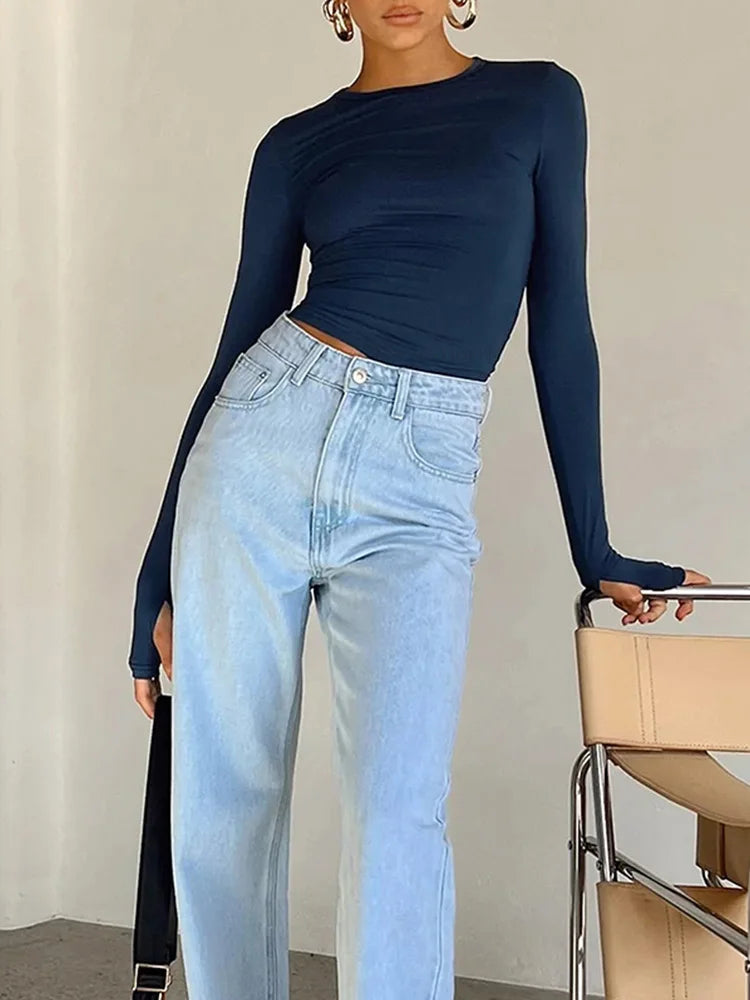 Vexaroa Womens Slim Long Sleeve Crop Top product photo, view 16