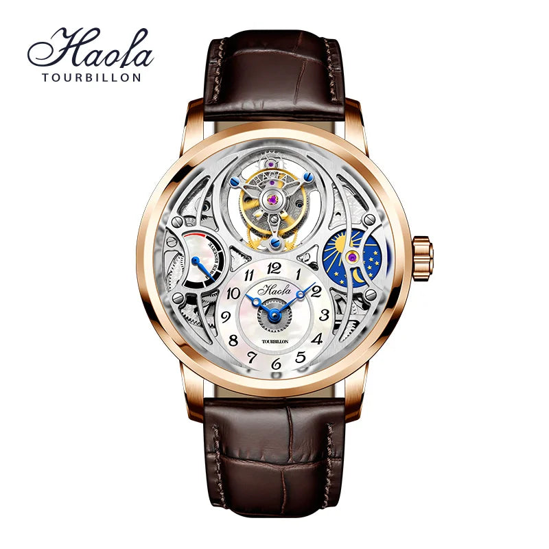 Tourbillon Moon Phase Skeleton Sapphire Watch | Vexaroa