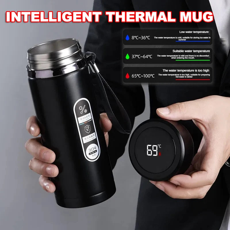 Vexaroa stainless steel thermos bottle with LED temperature display – product view 1