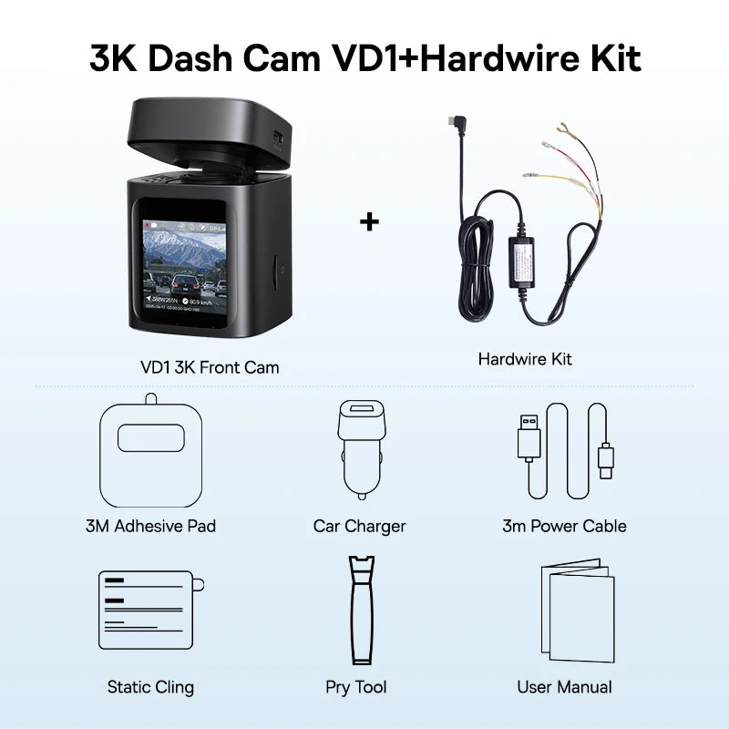 Vexaroa 3K Dual Dash Cam with GPS and WiFi