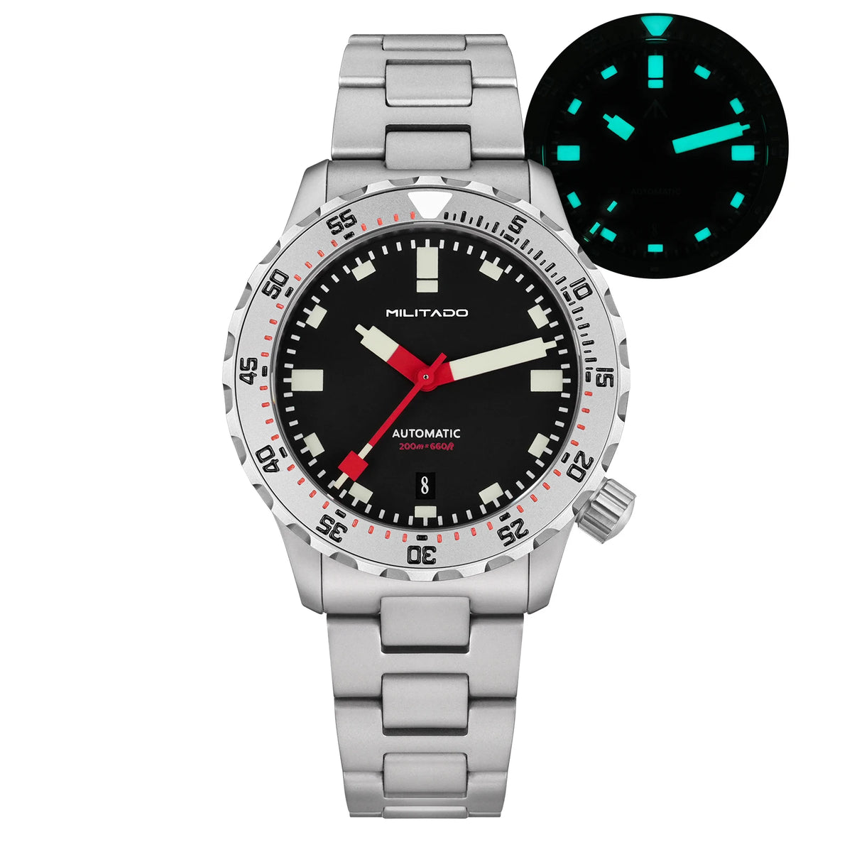Automatic Diver Watch 39mm PT5000 Mechanical Sapphire 200m Waterproof PVD BGW9 Lume Steel Bracelet Mens Watchs