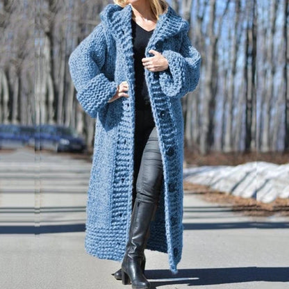 2026 Fall Winter Hooded Oversized Big Size Sweaters Thick Warm Cardigan Women Knitted Coats Loose Long Overcoats Knitwear