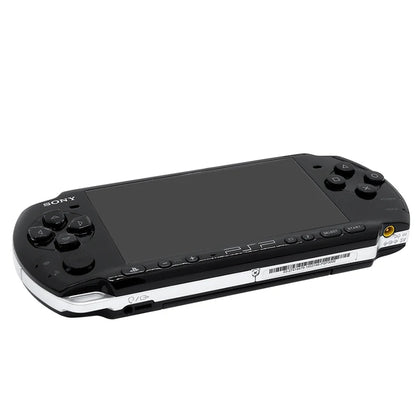 Black Sony gaming console on a white background