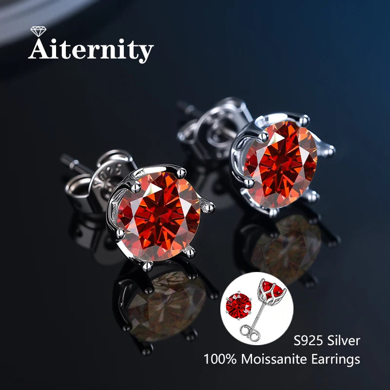 100% Real Sterling Silver S925 Moissanite Earrings Stud With 2 Certificate D VVS1 Pass Diamond Testing Pen For Women Men Jewelry