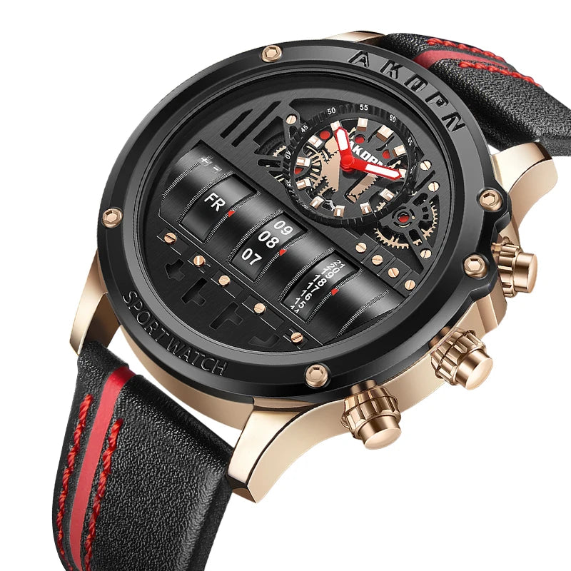 Vexaroa Men's Quartz Watch with Leather Strap