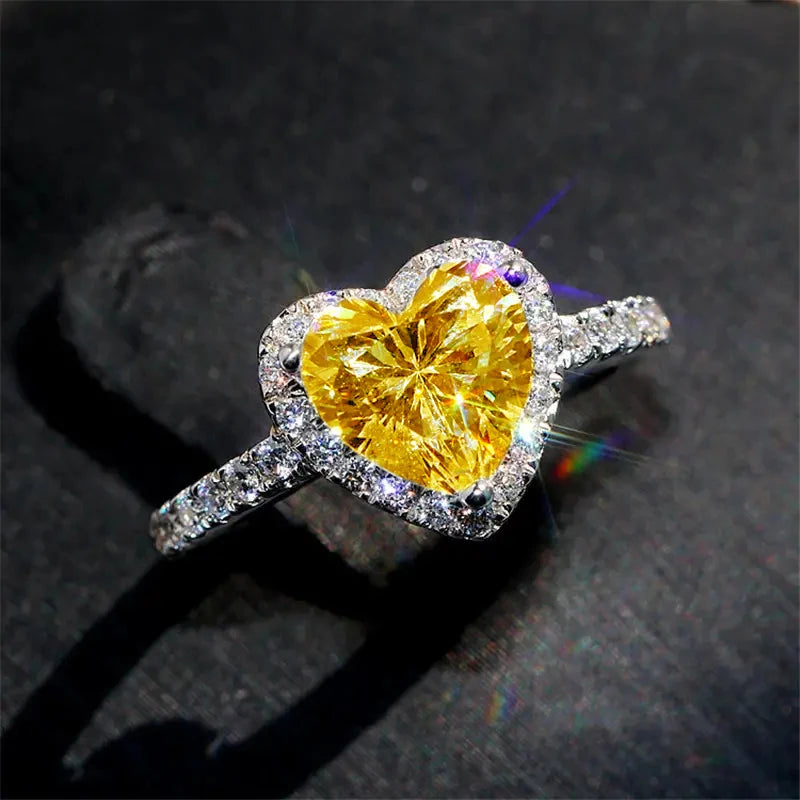 Vexaroa Heart CZ Engagement Ring with Red or White Stone