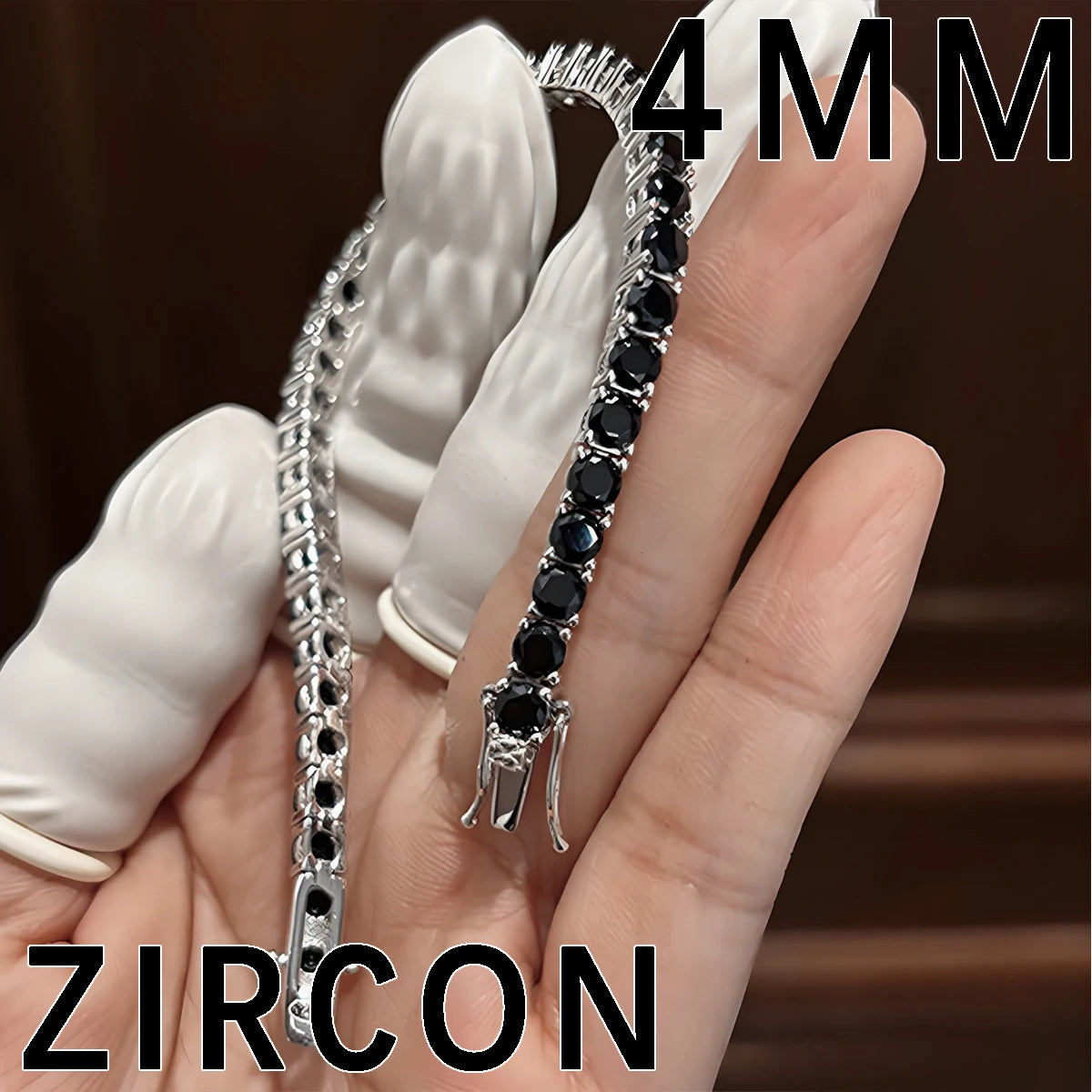 S925 Sterling Silver Black Moissanite Tennis Bracelet Full Paved Vexaroa